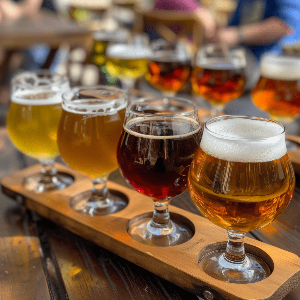 An image showing the color comparison between a Pale Ale and an IPA, highlighting the difference between pale ale and ipa.