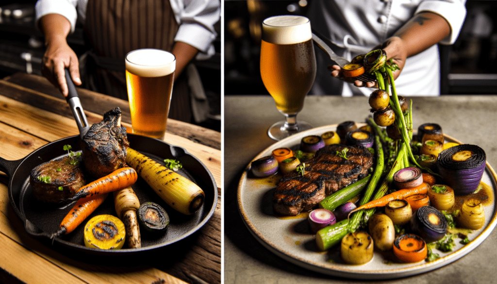 Hearty beer-based main dishes like ale-marinated grilled steak and beer-braised chicken with root vegetables
