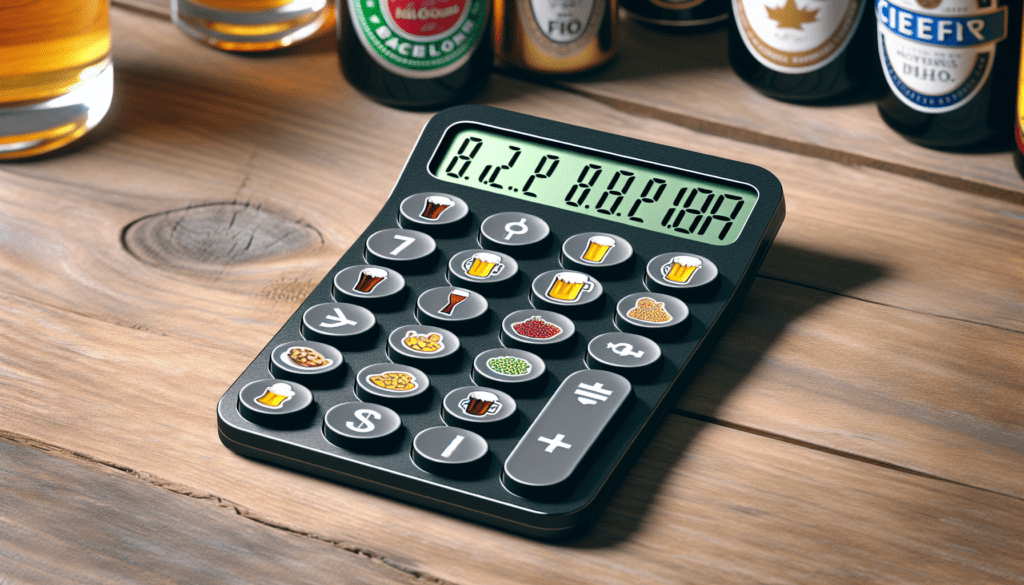 Illustration of a calculator with beer and calorie icons