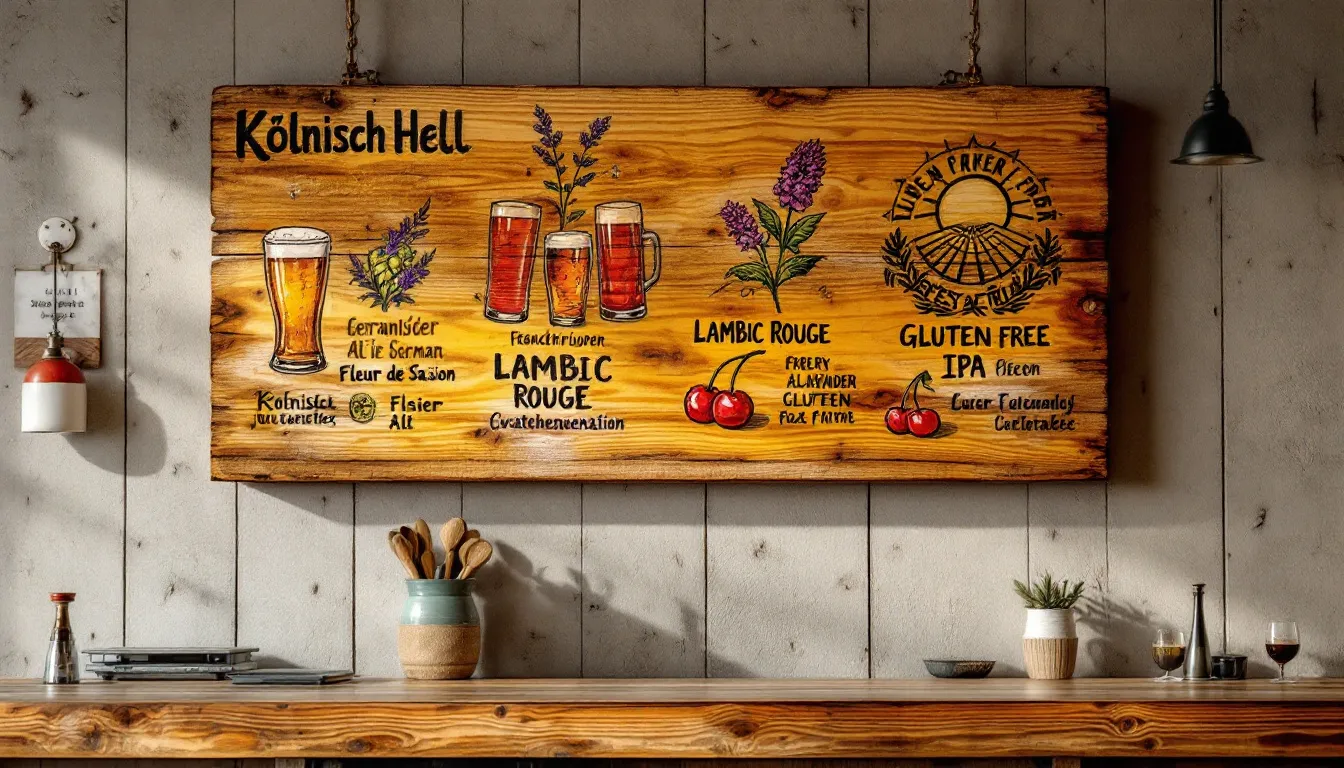 Unique styles of specialty beers including sour and gluten-free beers.