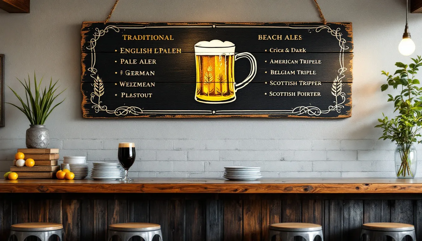 Different popular ale styles including pale ales and IPAs.