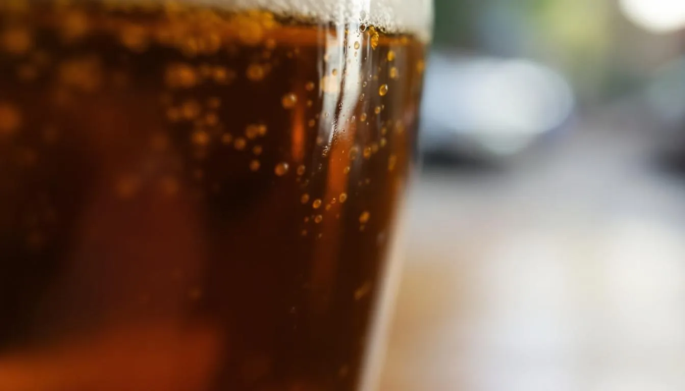 A close-up view of a glass filled with amber beer, showcasing its rich golden color and visible carbonation bubbles. This traditional German lager, often associated with Märzen style beer, features a bready malt flavor and a full body that balances sweetness with restrained bitterness.