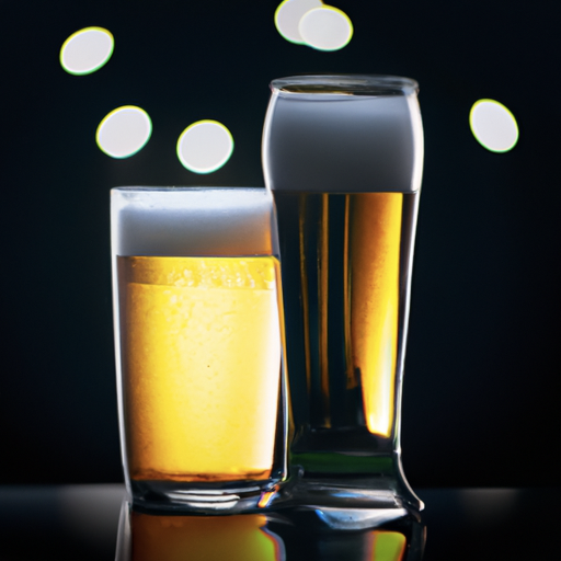 A comparison of a glass of pilsner beer and a glass of lager beer